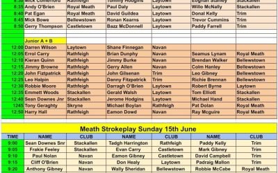 Meath strokeplay in Rathfeigh here is timesheet
