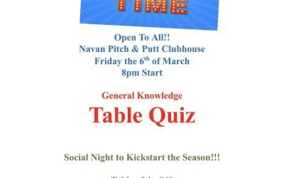 Reminder that Meath county board are holding a quiz night in Navan pitch and putt. All are welcome t