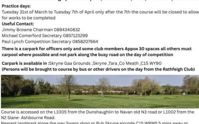 Reminder Course is open to practice untill Tuesday 7th of April be careful as some areas are still s