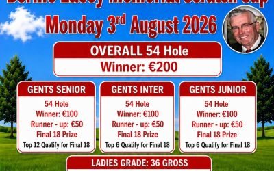 Date for the Diary
The Bernie Lacey Memorial Scratch Cup is on Monday 3rd August – entry details